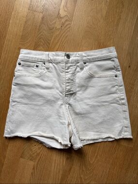 J. Crew White Denim Frayed Cutoff Shorts